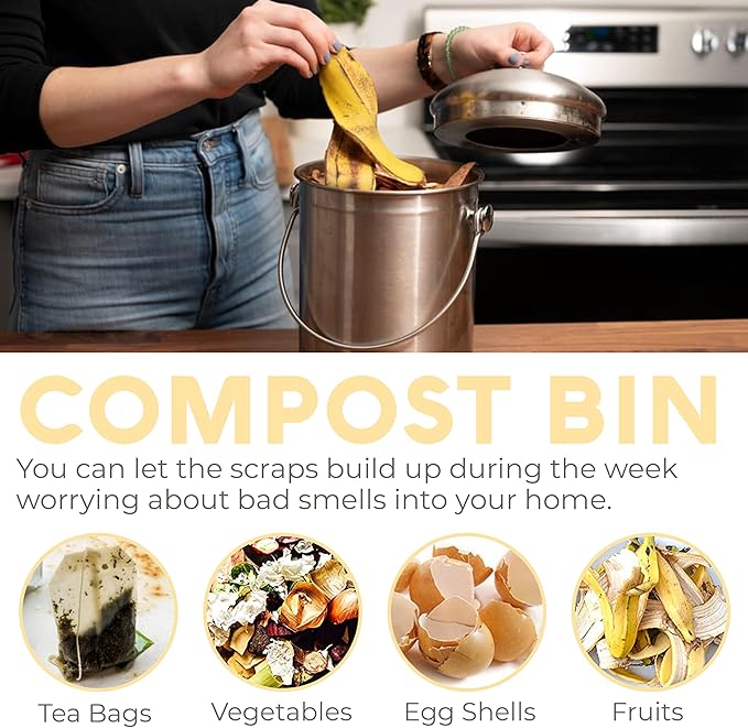 EPICA Countertop Compost Bin Kitchen | 1.3 Gallon | Odorless Composting Bin - Image 7