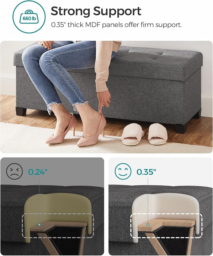 SONGMICS Storage Ottoman Bench, Foldable Foot Rest - Image 4