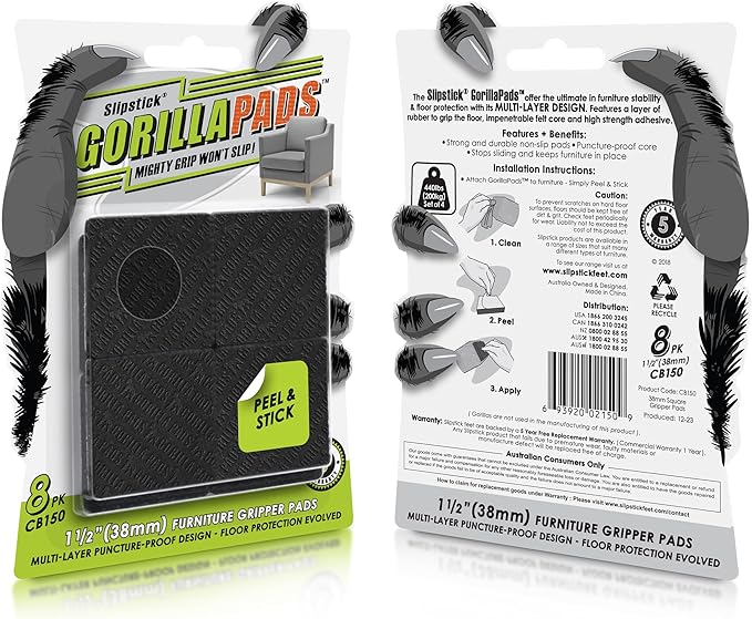 Slipstick GorillaPads CB150 Non Slip Furniture Pads/Rubber Grips Self Adhesive - Image 2