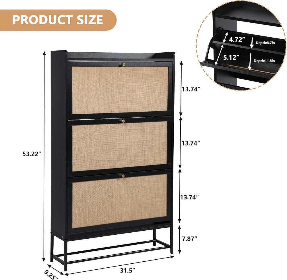 AVZEAR Shoe Cabinet, Shoe Cabinet Freestanding Tipping Bucket Shoe Rack Organ...