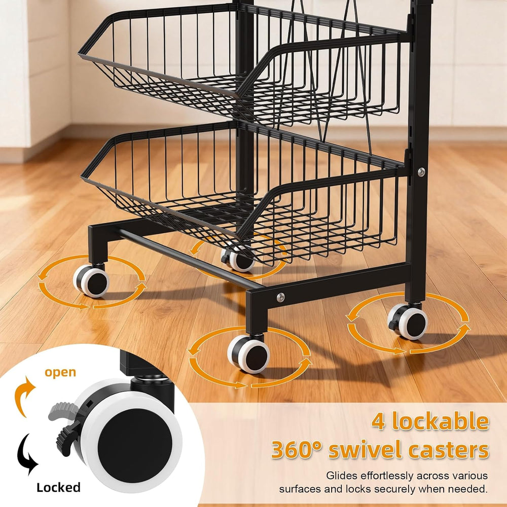 Anvazise 5-Tier Snack Cart with Wheels Adjustable Rolling Pantry Kitchen Cart...