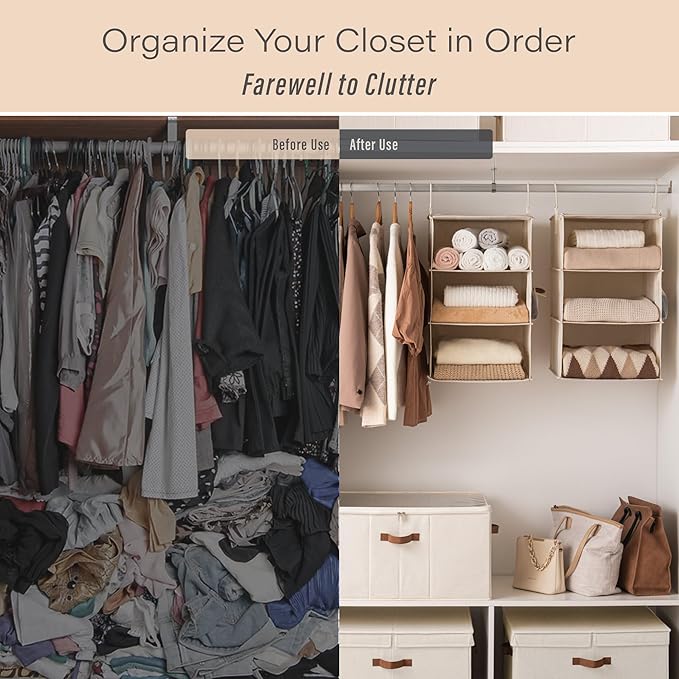 StorageWorks 6-Shelf Jumbo Closet Organizers, Two 3-Shelf Separable Hanging - Image 6