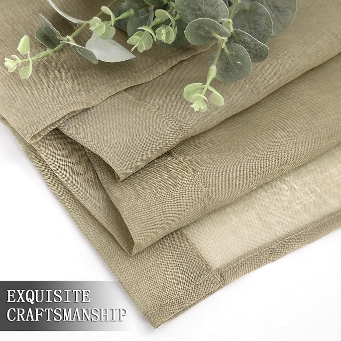 Tollpiz Short Sheer Tier Curtains Linen Textured Half Kitchen Curtain Sheers - Image 7