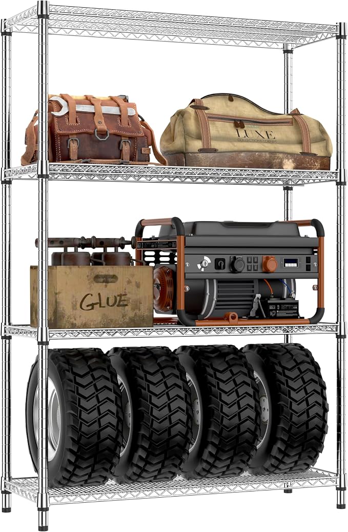 IZEUK 3400 LBS Garage Shelving Wide Storage Shelves 4 Tier Metal Shelves Heavy by IZEUK