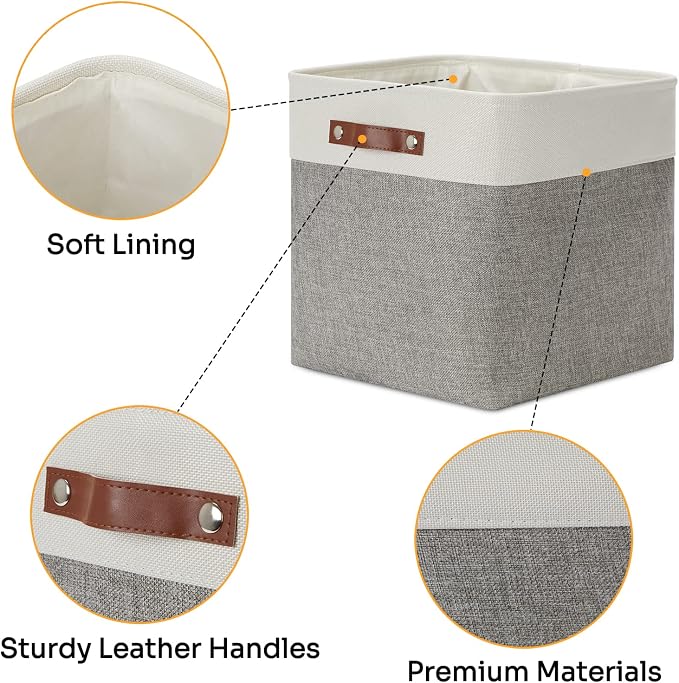 DULLEMELO 13 inch Fabric Storage Cubes 4 Pack Foldable Baskets/Bins - Image 3