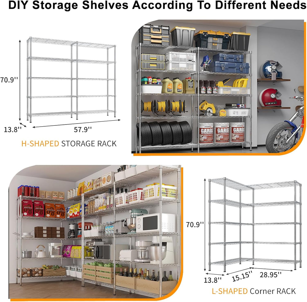 Karl home Storage Shelves Adjustable Garage Storage Shelving, Double Row,Flex...