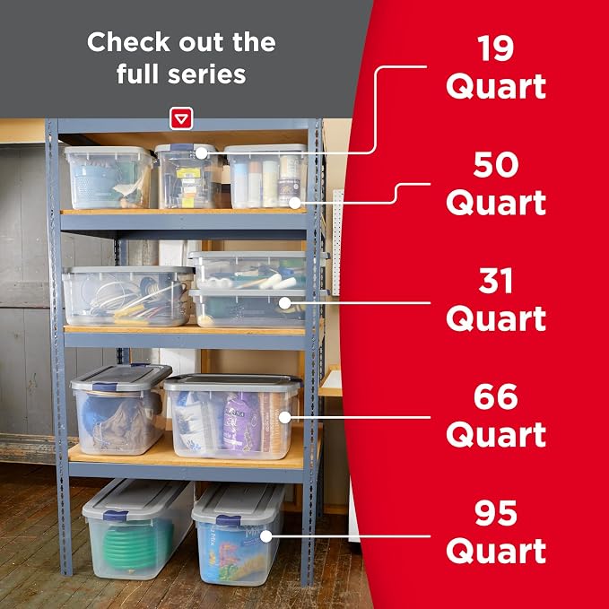 Rubbermaid Roughneck Clear 66 Qt/16.5 Gal Storage Containers, Visible Base - Image 6
