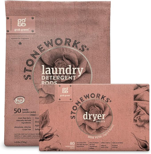 Grab Green Stoneworks Laundry Detergent Pods and Dryer Sheet Bundle by GrabGreen