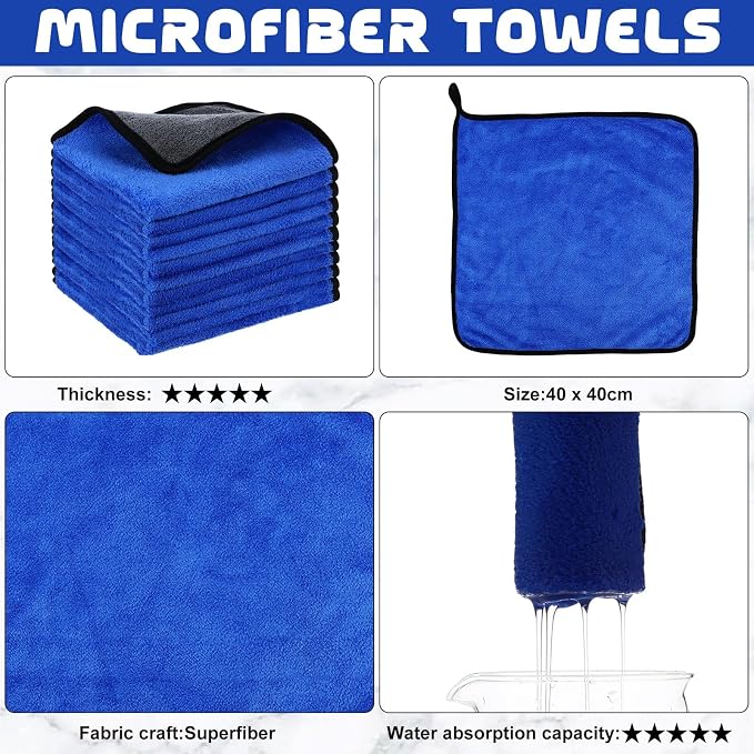 Tallew 50 Pcs Microfiber Towels 16 Inch x 16 Inch Microfiber Cloth Car Drying - Image 2