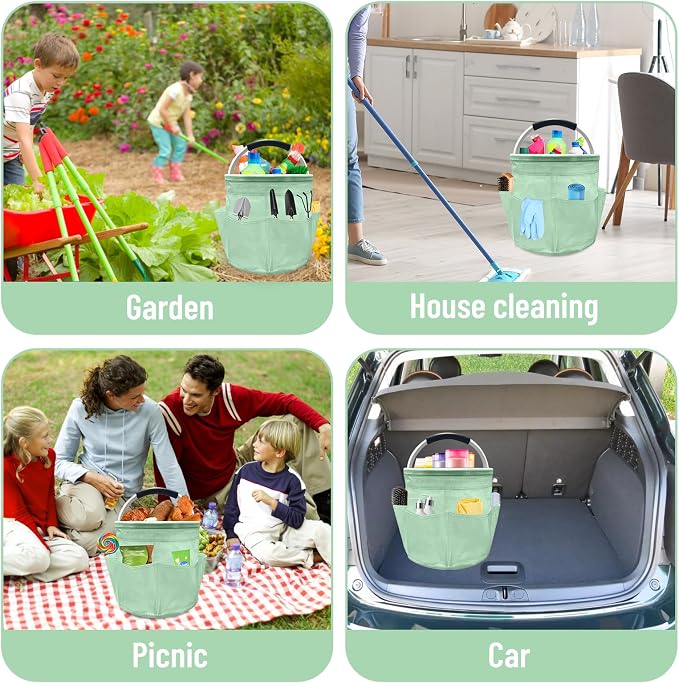 Qivine 17L Cleaning Caddy with Handle, Cleaning Supply Caddy Foldable Tool Bag - Image 6
