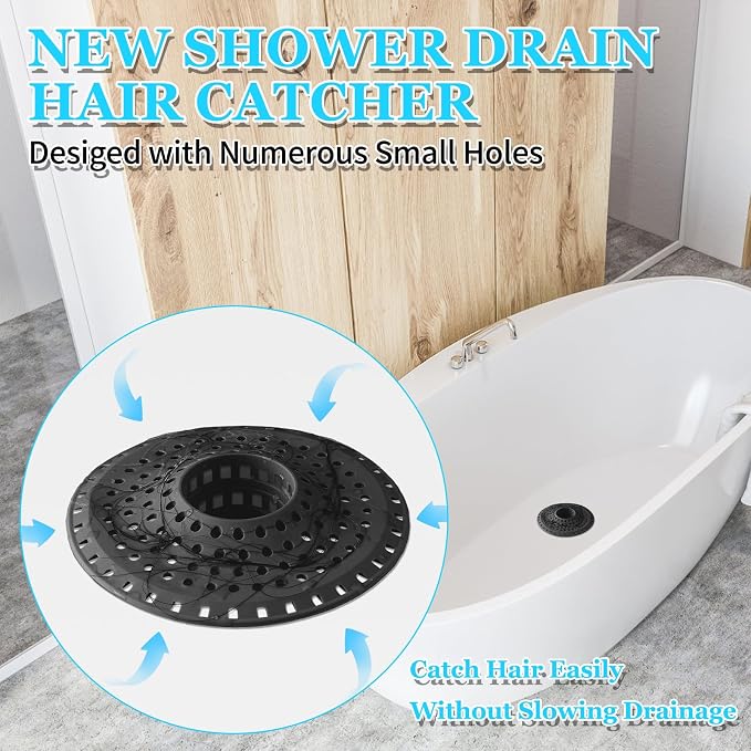 Shower Hair Drain Catcher, Silicone Bathtub Drain Hair Catcher Strainer - Image 2
