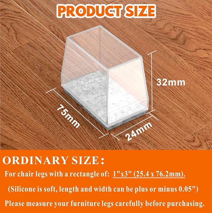 Rectangle Chair Leg Protectors for Hardwood Floors - Image 2