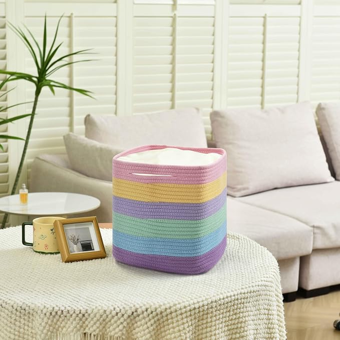 3 Pack Storage Cubes 11 Inch Cotton Rope Woven Baskets - Image 4