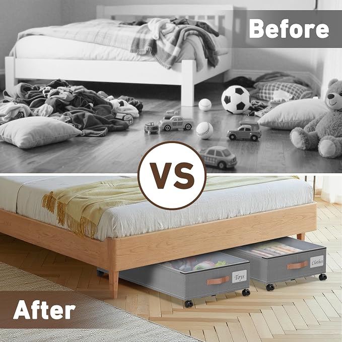 Under Bed Storage with Wheels, XXL 65L Under the bed storage Organizer Bins - Image 8