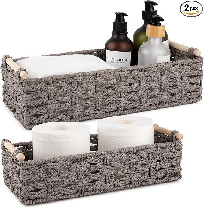 OIAHOMY Toilet Paper Baskets Handmade Paper Rope Decorative Wicker Storage Tank by MasterofSpaceOptimization