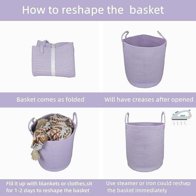 Cotton Rope Laundry Basket Hamper - Image 7