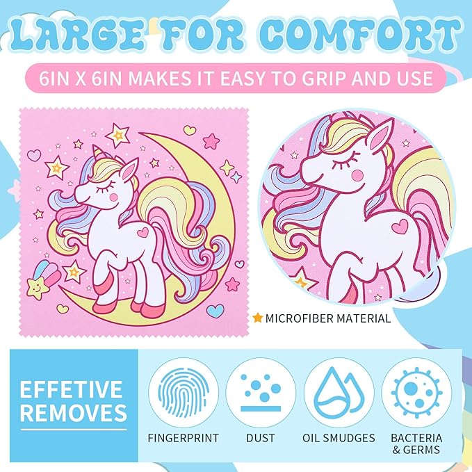 Sinmoe 20 Pcs Microfiber Cleaning Cloth Cute Unicorn Design Microfiber Soft - Image 3