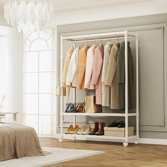 IZEUK Heavy Duty Rolling Garment Rack Wire Clothes Rack - Image 2
