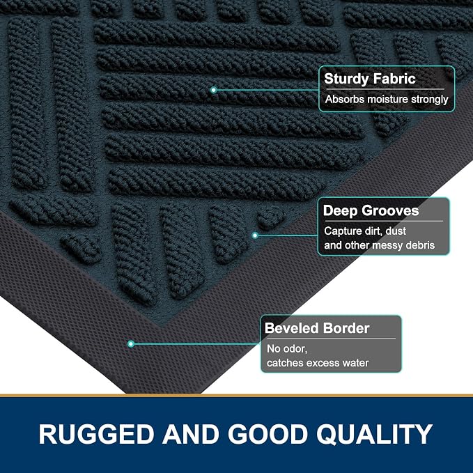 Smiry Front Door Mat Outside Entrance, Heavy Duty Outdoor Indoor Mat, Natural - Image 4