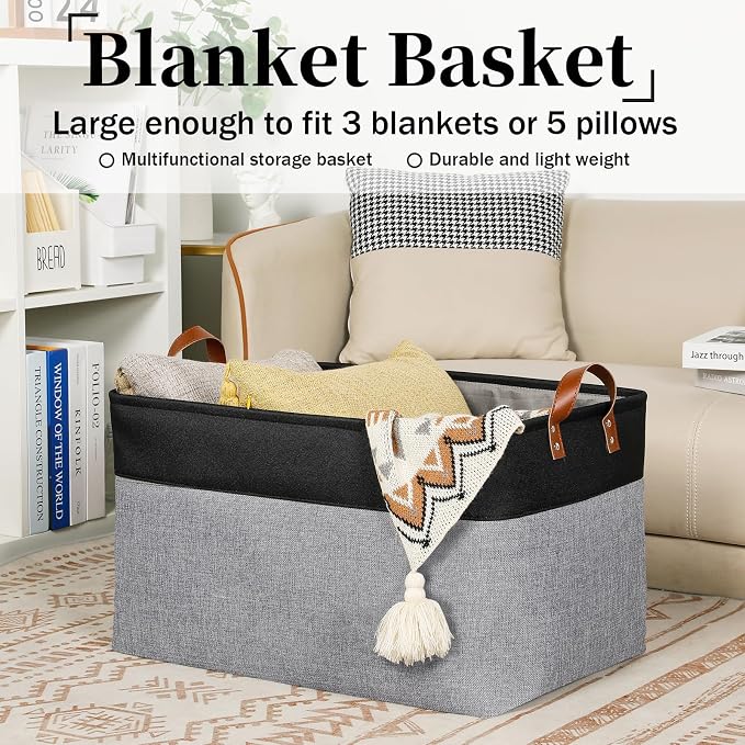 DULLEMELO Extra Large Storage Basket 22X15, 70L Foldable Fabric Toys Baskets