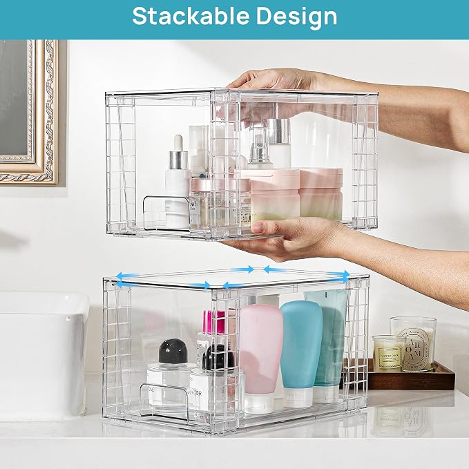 Vtopmart 6 Pack Large Stackable Storage Drawers, Easily Assemble Acrylic - Image 7