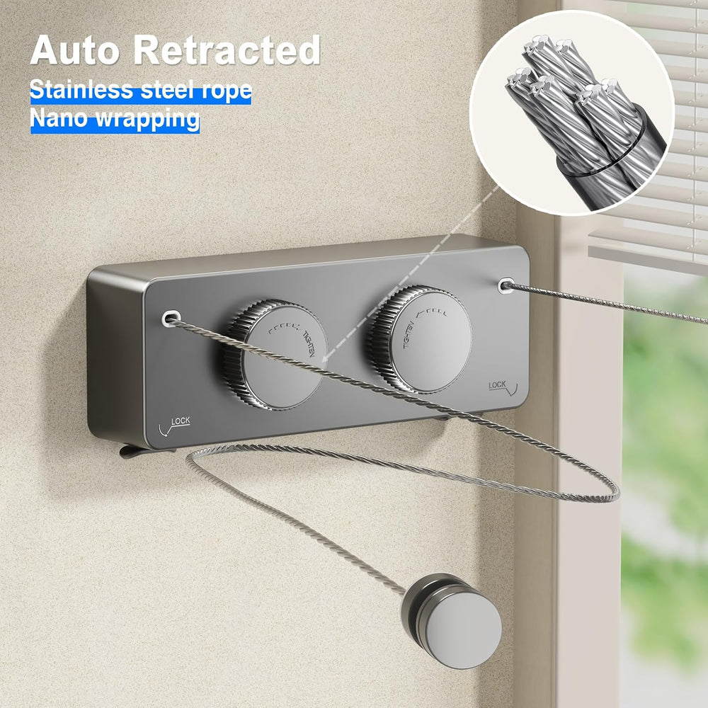 MUSTORN Retractable Twin Clothesline Indoor, Non-Sagging Outdoor Clothes Line...
