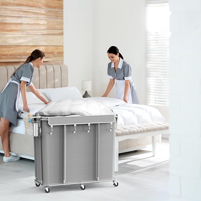 Simple Houseware Extra Large Rolling Laundry Cart – Heavy Duty Hamper - Image 7