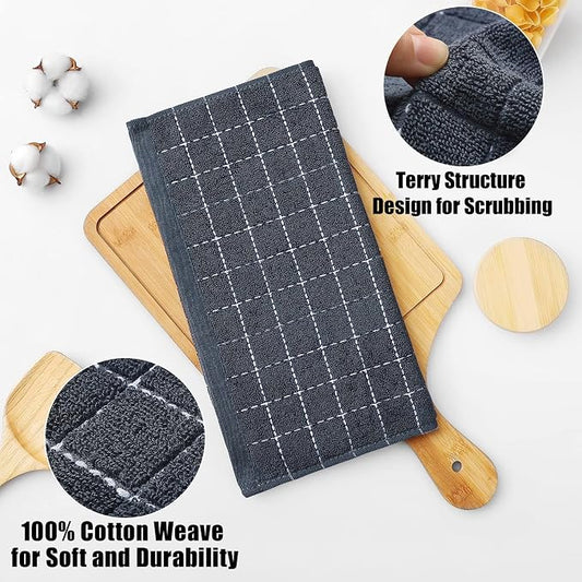 Homaxy 100% Cotton Terry Kitchen Dish Cloths, Ultra Soft and Absorbent Dish - Image 2