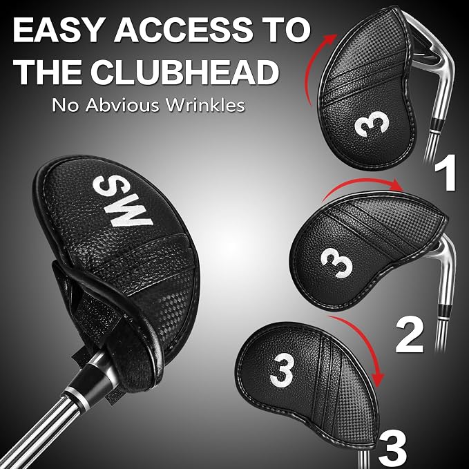 Amy Sport Golf Iron Head Covers Value 12 Pcs Set Thick Synthetic Leather - Image 4
