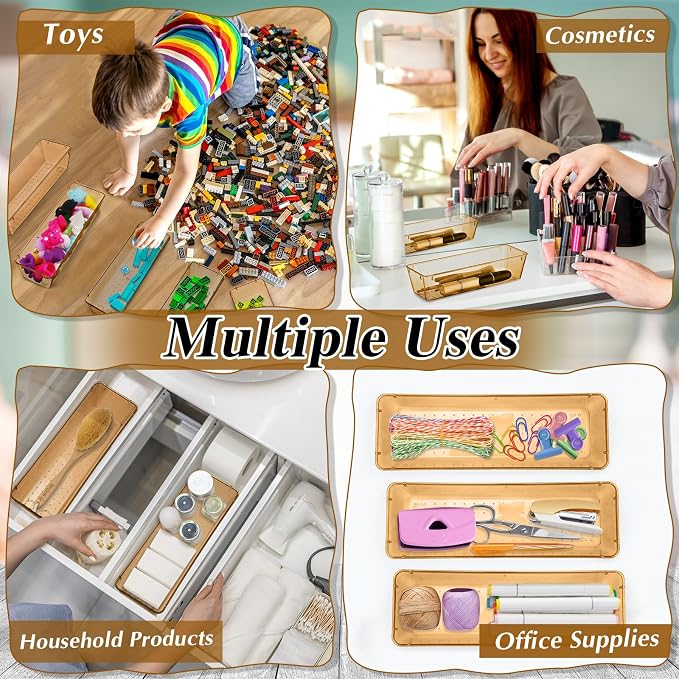 Maitys 12 Pcs Vanity Drawer Organizer 9 x 3 x 2 Inches Clear Plastic Utensil - Image 6