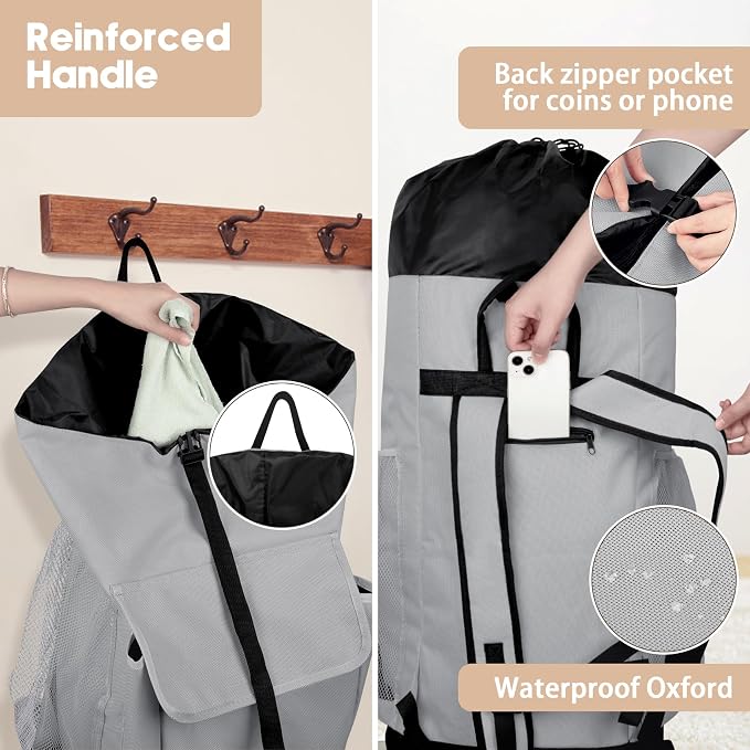 Laundry Backpack Bag, 132L Extra Large Heavy Duty Laundry Backpack - Image 4