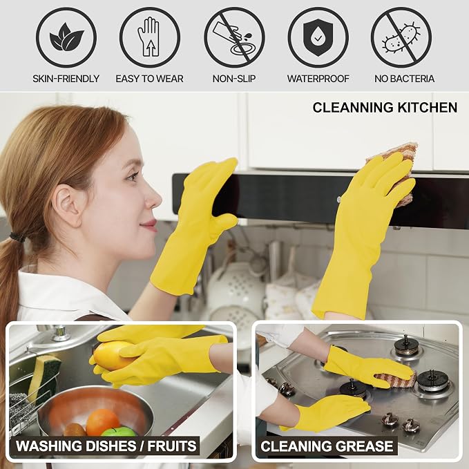 MAMISON 10 Pack Simple and Short Hands Gloves, Reusable Non-Slip Rubber Gloves - Image 4