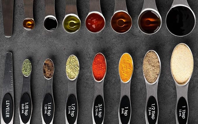 Magnetic Measuring Spoons Set of 8 Stainless Steel Stackable Dual Sided Nesting - Image 8