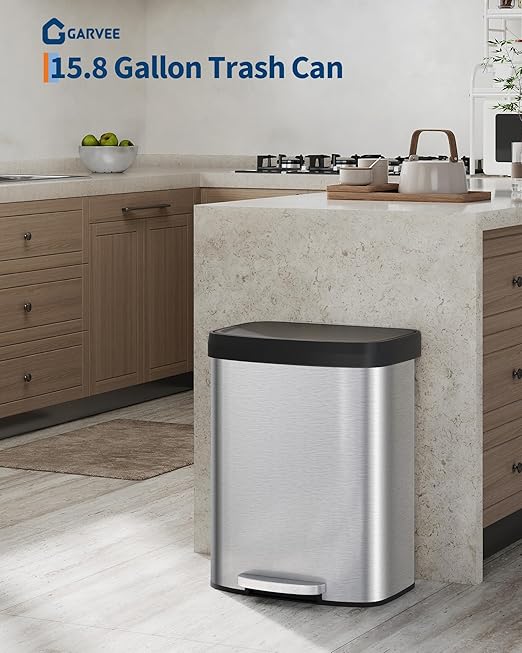 Garvee 16 Gallon / 60 Liter Stainless Steel Trash Can - Image 2