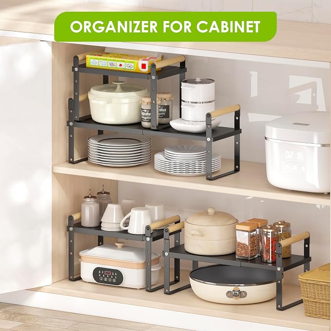 DOLALIKE Expandable kitchen Countertop Organizer, Stackable Cabinet Shelf - Image 5