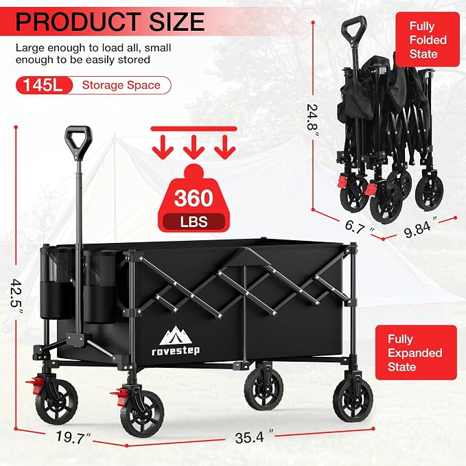 Collapsible Wagon Cart Heavy Duty Utility Carts - Image 2