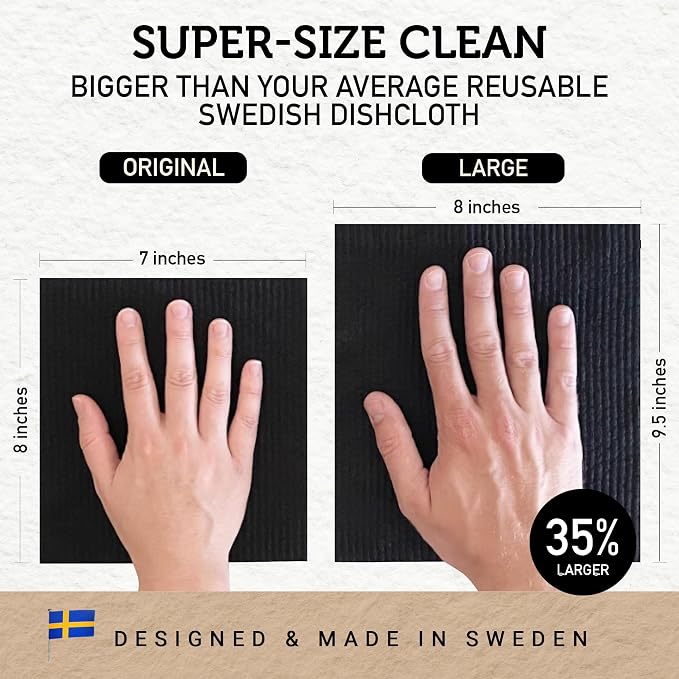 Nordhus Design Large Swedish Dishcloths, 10 Pack Grey- 9.5 X 8 inch Reusable - Image 2