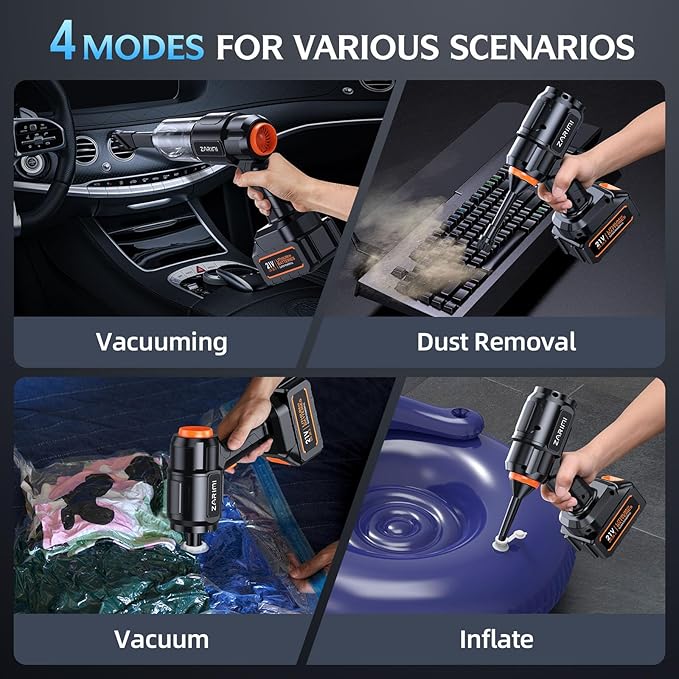 Car Vacuum Portable Cordless, 40000Pa High Power Dust Buster, 6-in-1 Handheld - Image 4