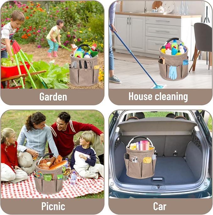 Qivine 17L Cleaning Caddy with Handle, Cleaning Supply Caddy Foldable Cleaning - Image 6
