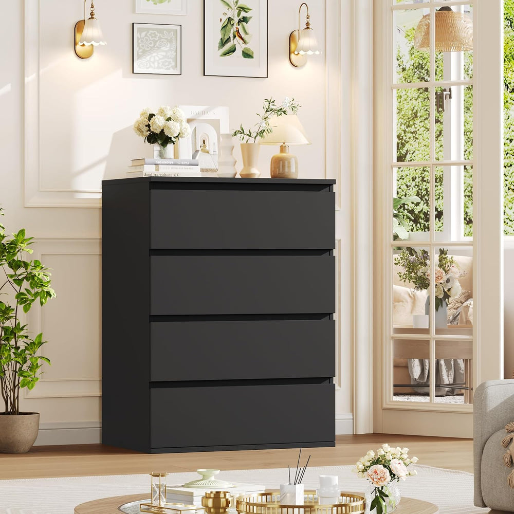 FOTOSOK Black Dresser, Dresser for Bedroom, Small Dresser Chest of Drawers