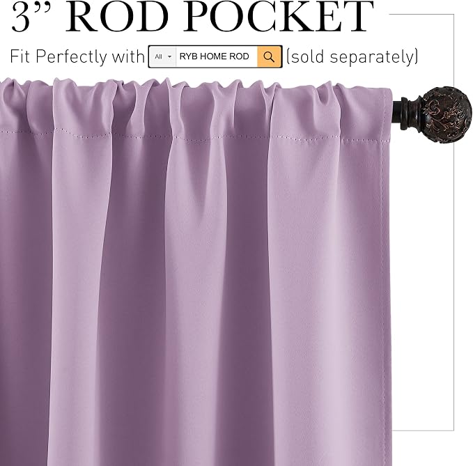RYB HOME Blackout Curtains for Bedroom Thermal Insulated Window Drapes for - Image 2
