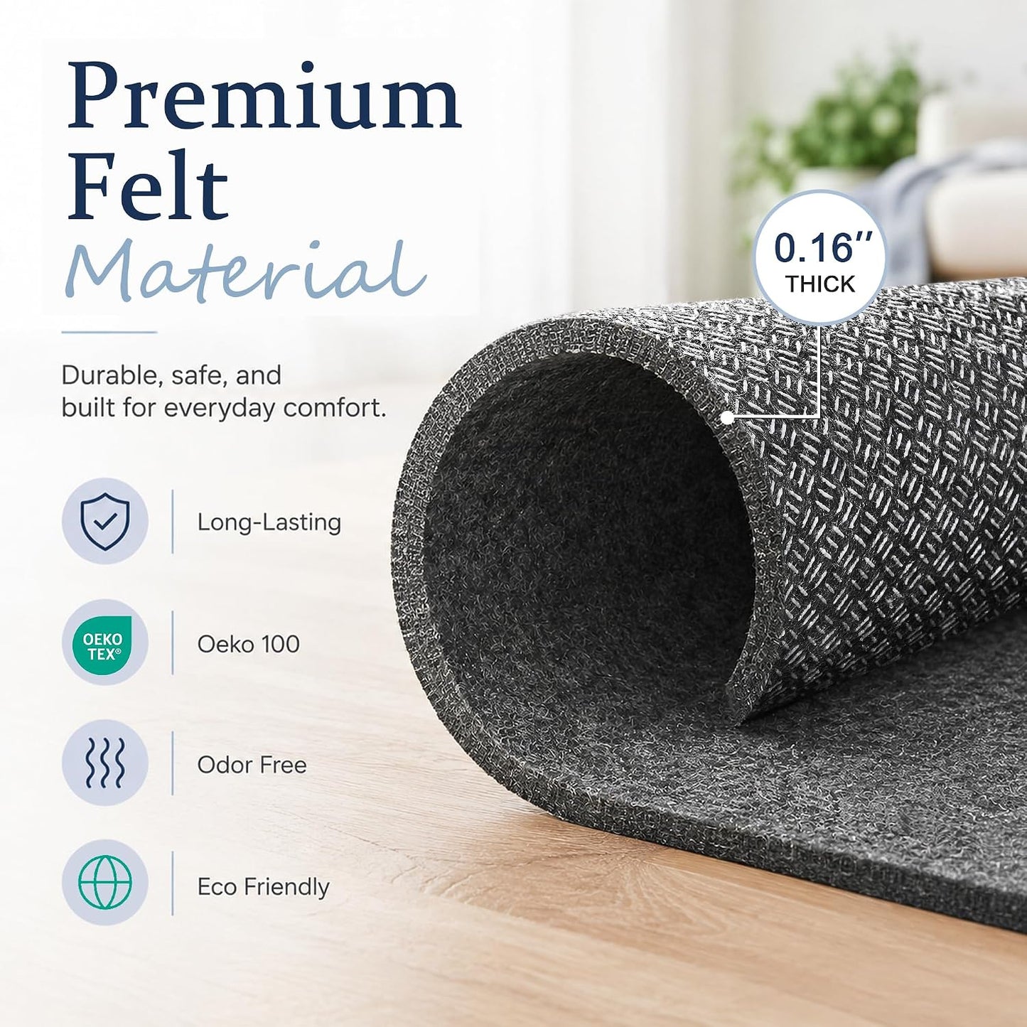 5x7 Non Slip Rug Pad Gripper Cushioned Carpet Pads | Ideas for Hardwood Floors, Thick Felt Liner with Silicone Backing, Under Area Rugs Anti Skid Mat Keep Rugs in Place and Safe