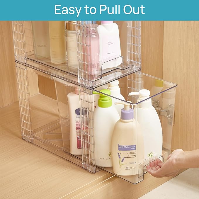 Vtopmart 2 Pack Clear Stackable Storage Drawers, 9.7" High Plastic Organizers - Image 6