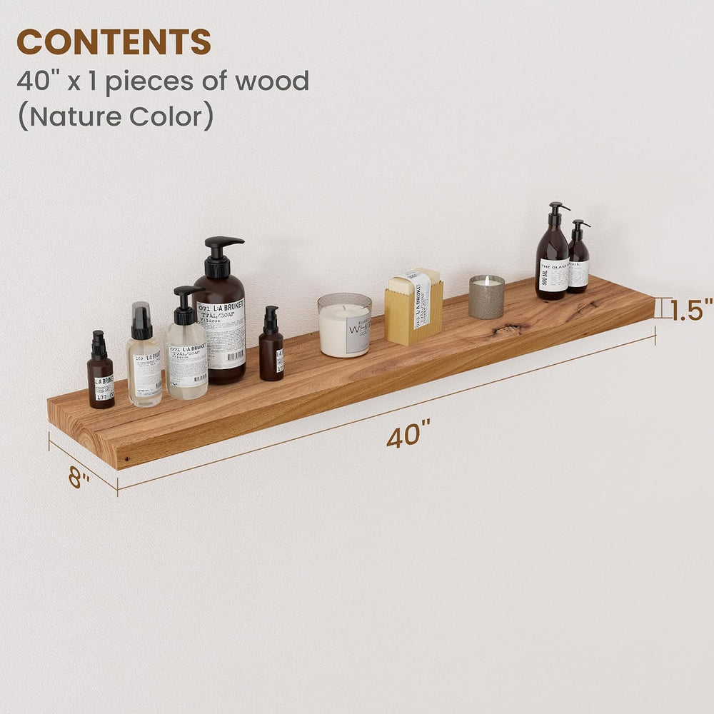 Floating Shelves for Wall Decor, 8" Deep Rustic Solid Elm Wood Floating ...