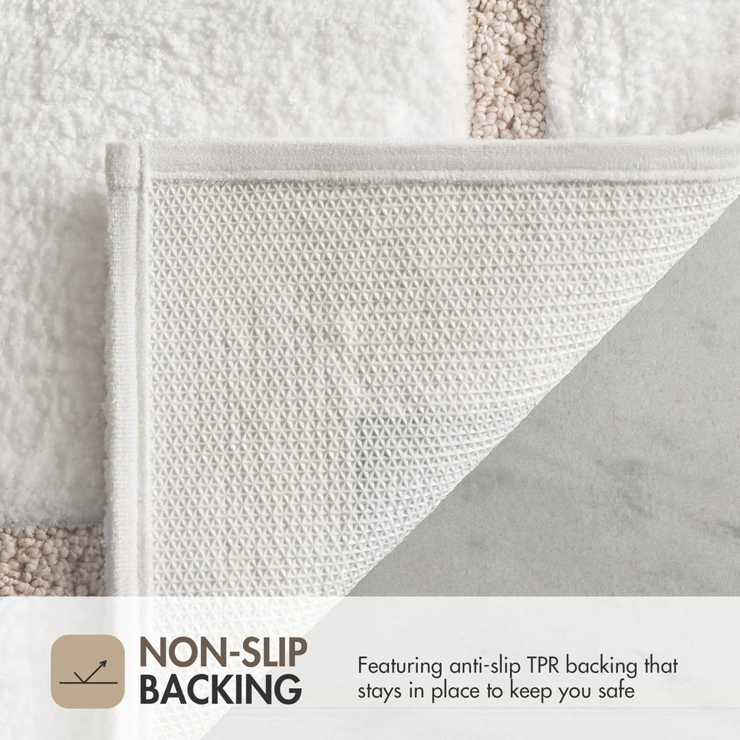Madison Park Roan Bath Rug 17x24, Thick Absorbent Microfiber Bathroom Mat, Non Slip TPR Backing, Machine Washable, Oeko-TEX Certified, Hotel-Inspired Tufted Plush Design, Beige