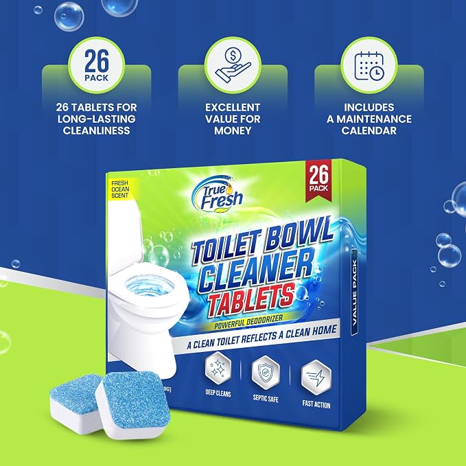 True Fresh Toilet Bowl Cleaner Tablets 26 Pack – Deodorizer & Septic Safe – - Image 6