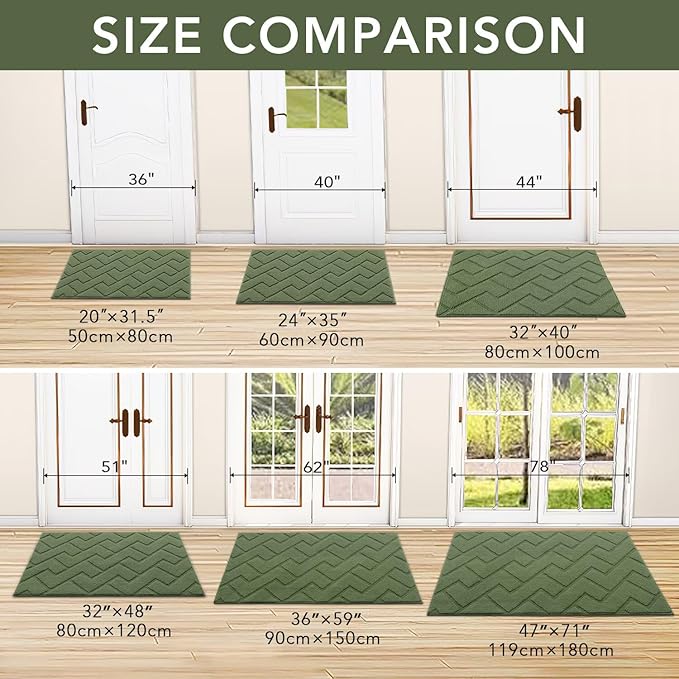 hicorfe Indoor Doormat, Front Back Door Mat Rubber Backing Non Slip Door Mats - Image 5