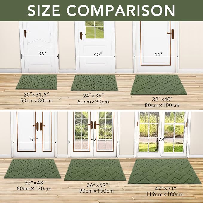 hicorfe Indoor Doormat, Front Back Door Mat Rubber Backing Non Slip Door Mats - Image 5