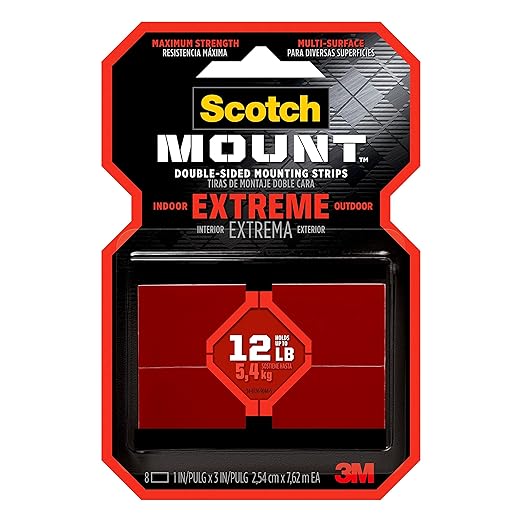 Scotch Extreme Mounting Strips, Double-Sided Heavy Duty Tape, 8 Strips by Scotch-Mount