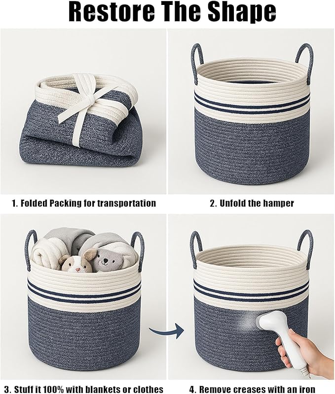 Woven Laundry Basket Hamper, 60L Versatile Storage - Image 5